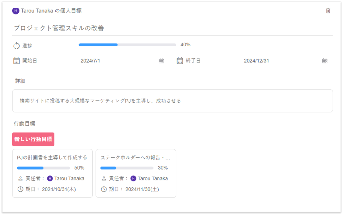 目標管理機能をリリースしました